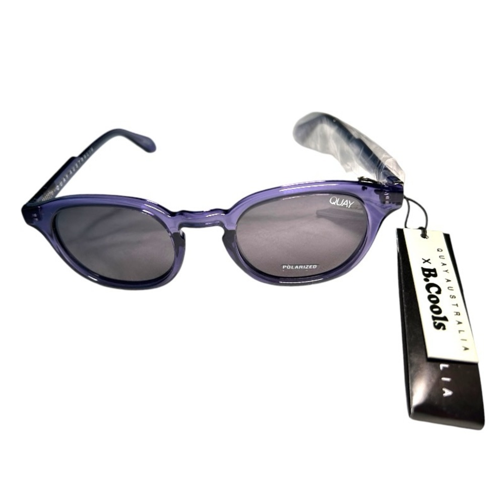Quay Australia Walk On Sunglasses Round Blue Frame Smoke Lens Pouch + Wipe NWT - Picture 4 of 12
